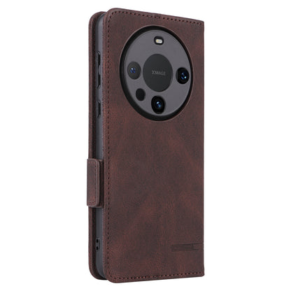 For Huawei Mate 60 PU Leather Protective Cover Hardware Decor Wallet Stand Phone Case