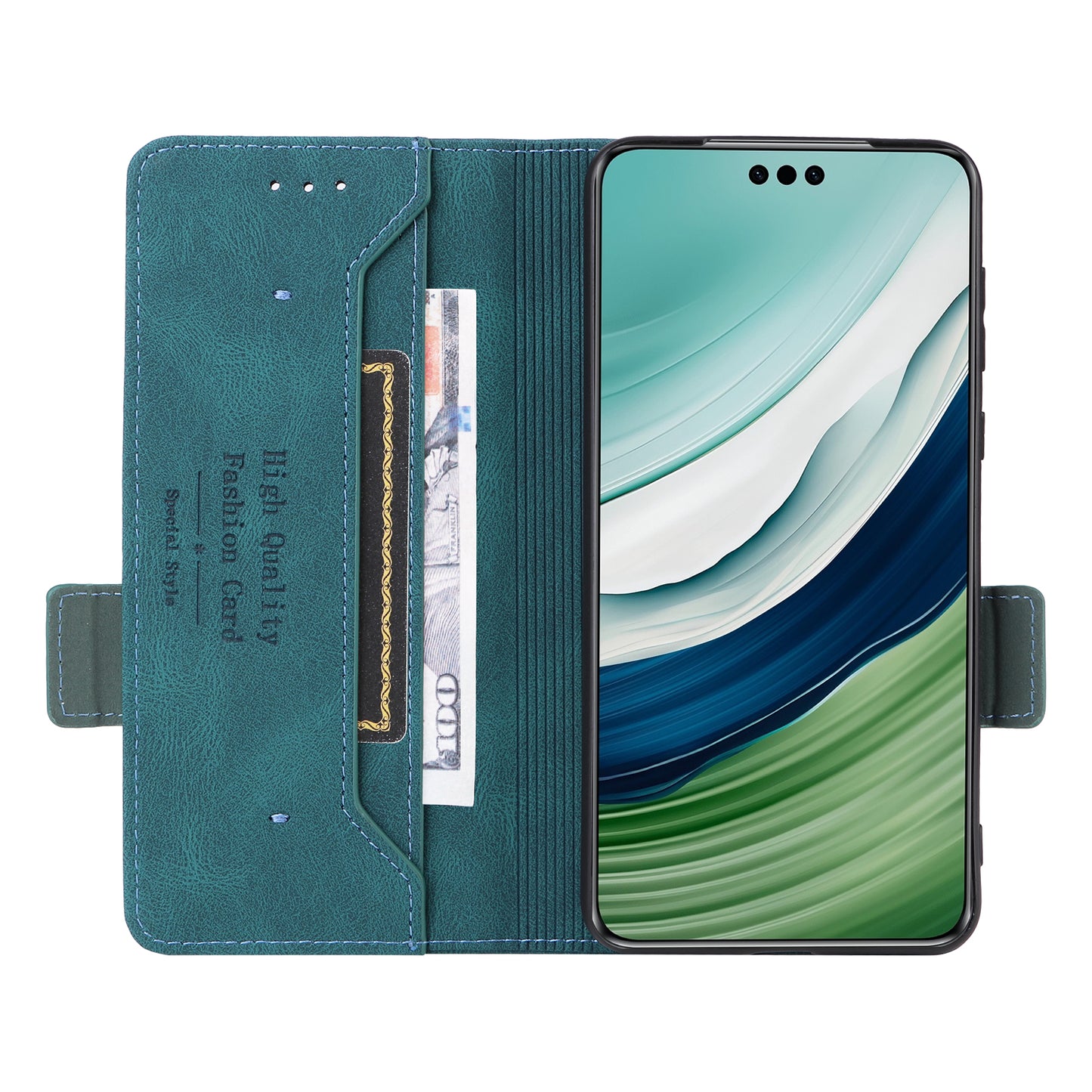 For Huawei Mate 60 PU Leather Protective Cover Hardware Decor Wallet Stand Phone Case