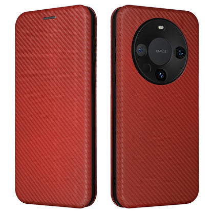 For Huawei Mate 60 Pro Carbon Fiber Texture Phone Case Card Holder PU Leather Stand Cover