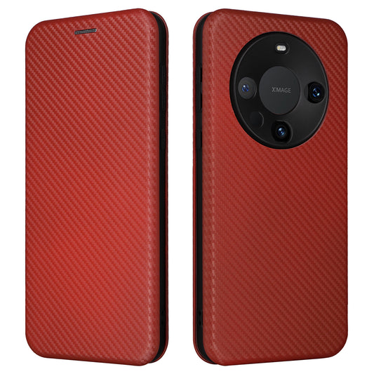 For Huawei Mate 60 Carbon Fiber Texture Card Holder Phone Case Leather Stand Anti-fall Cover