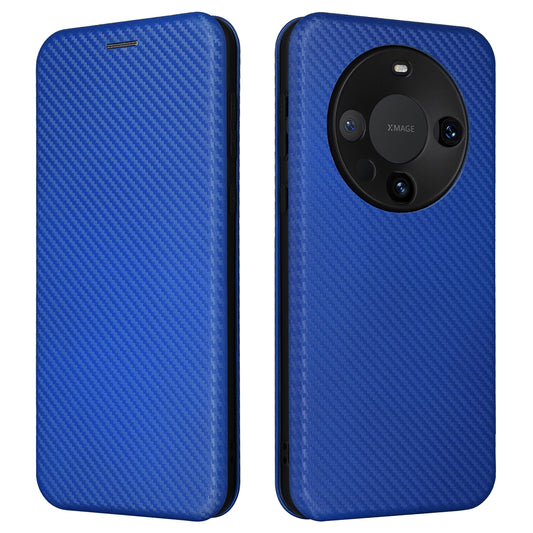 For Huawei Mate 60 Carbon Fiber Texture Card Holder Phone Case Leather Stand Anti-fall Cover