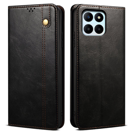 For Honor X6a 4G Stand Wallet Case PU Leather Phone Shell Waxy Crazy Horse Texture Mobile Phone Cover