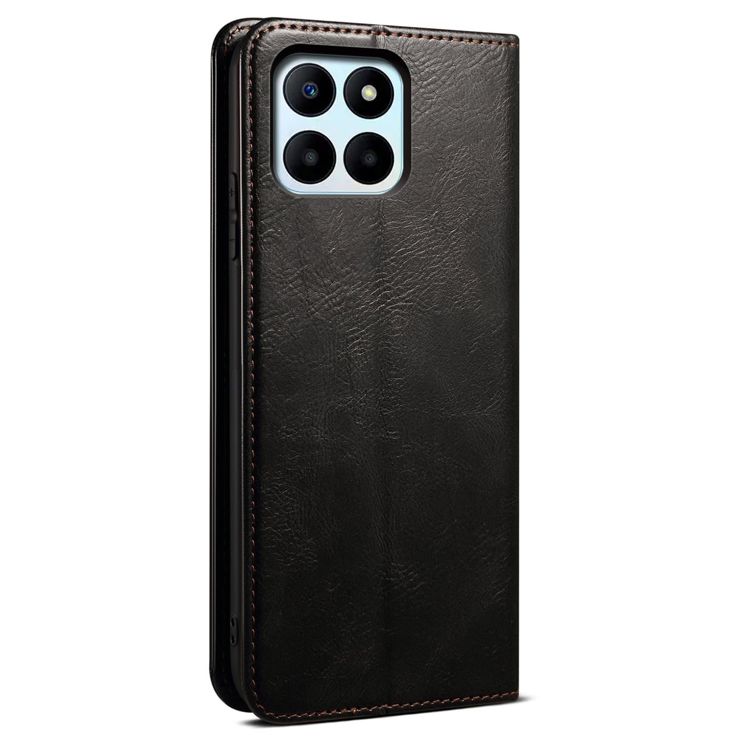 For Honor X6a 4G Stand Wallet Case PU Leather Phone Shell Waxy Crazy Horse Texture Mobile Phone Cover