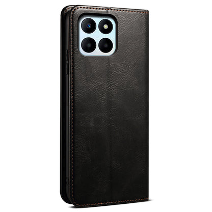 For Honor X6a 4G Stand Wallet Case PU Leather Phone Shell Waxy Crazy Horse Texture Mobile Phone Cover
