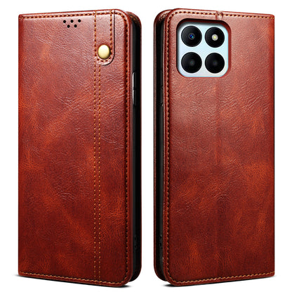 For Honor X6a 4G Stand Wallet Case PU Leather Phone Shell Waxy Crazy Horse Texture Mobile Phone Cover
