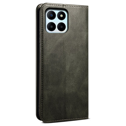 For Honor X6a 4G Stand Wallet Case PU Leather Phone Shell Waxy Crazy Horse Texture Mobile Phone Cover
