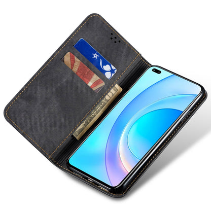 For Honor X6a 4G Phone Case Jeans Cloth Texture Flip Stand Wallet PU Leather Protective Phone Cover