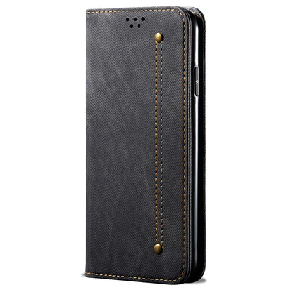 For Honor X6a 4G Phone Case Jeans Cloth Texture Flip Stand Wallet PU Leather Protective Phone Cover