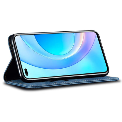 For Honor X6a 4G Phone Case Jeans Cloth Texture Flip Stand Wallet PU Leather Protective Phone Cover