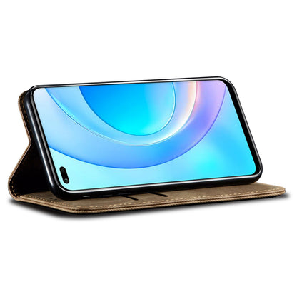 For Honor X6a 4G Phone Case Jeans Cloth Texture Flip Stand Wallet PU Leather Protective Phone Cover