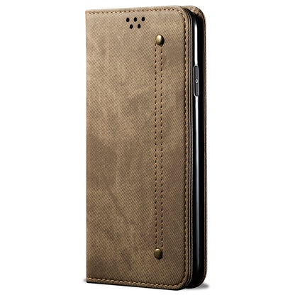 For Honor X6a 4G Phone Case Jeans Cloth Texture Flip Stand Wallet PU Leather Protective Phone Cover