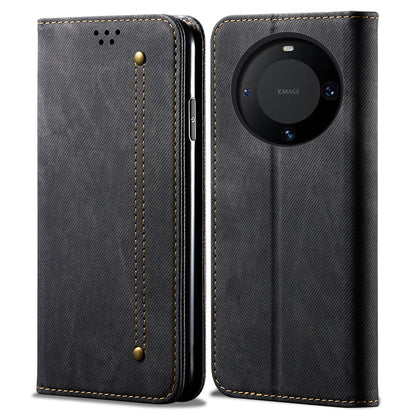 For Huawei Mate 60 Pro+ Jeans Cloth Texture PU Leather Flip Stand Wallet Case Cell Phone Cover
