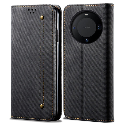 For Huawei Mate 60 Pro+ Jeans Cloth Texture PU Leather Flip Stand Wallet Case Cell Phone Cover