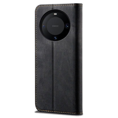 For Huawei Mate 60 Pro+ Jeans Cloth Texture PU Leather Flip Stand Wallet Case Cell Phone Cover