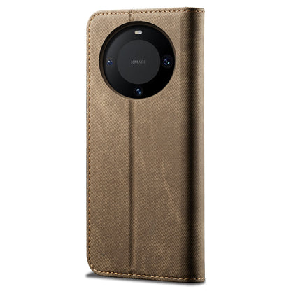 For Huawei Mate 60 Pro+ Jeans Cloth Texture PU Leather Flip Stand Wallet Case Cell Phone Cover