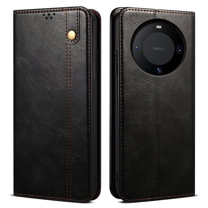 For Huawei Mate 60 Pro+ Waxy Crazy Horse Texture Phone Cover Stand Wallet PU Leather Phone Shell Case