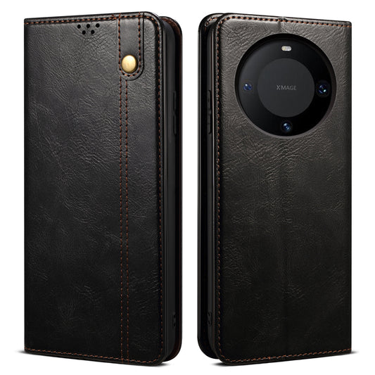 For Huawei Mate 60 Pro+ Waxy Crazy Horse Texture Phone Cover Stand Wallet PU Leather Phone Shell Case