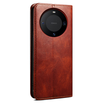 For Huawei Mate 60 Pro+ Waxy Crazy Horse Texture Phone Cover Stand Wallet PU Leather Phone Shell Case