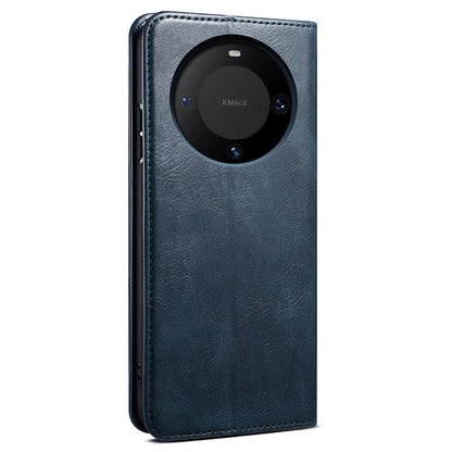 For Huawei Mate 60 Pro+ Waxy Crazy Horse Texture Phone Cover Stand Wallet PU Leather Phone Shell Case