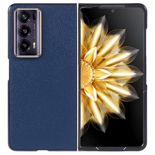 For Honor Magic V2 5G Case Anti-scratch Litchi Texture PC+Genuine Leather Phone Cover