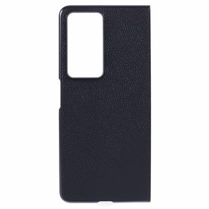 For Honor Magic V2 5G Case Anti-scratch Litchi Texture PC+Genuine Leather Phone Cover