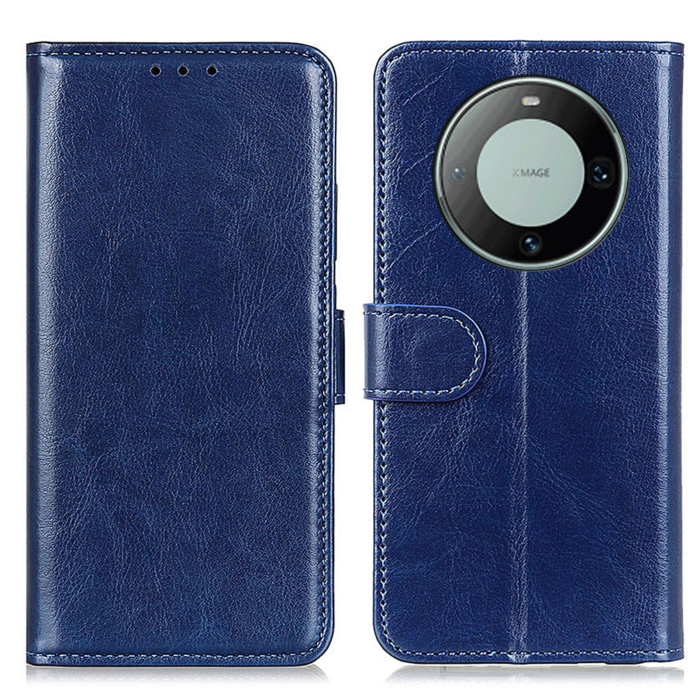 For Huawei Mate 60 PU Leather Wallet Phone Case Crazy Horse Texture Stand Cover