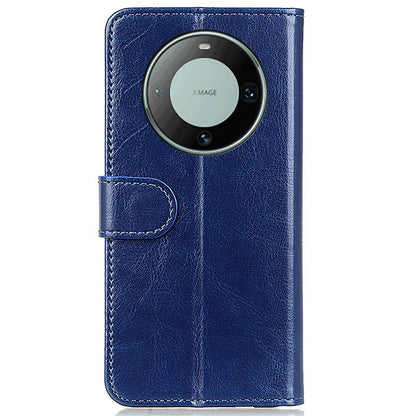For Huawei Mate 60 PU Leather Wallet Phone Case Crazy Horse Texture Stand Cover