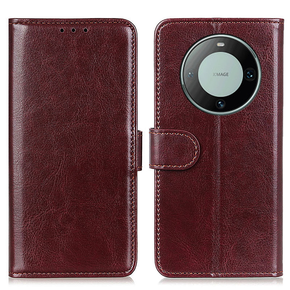 For Huawei Mate 60 PU Leather Wallet Phone Case Crazy Horse Texture Stand Cover