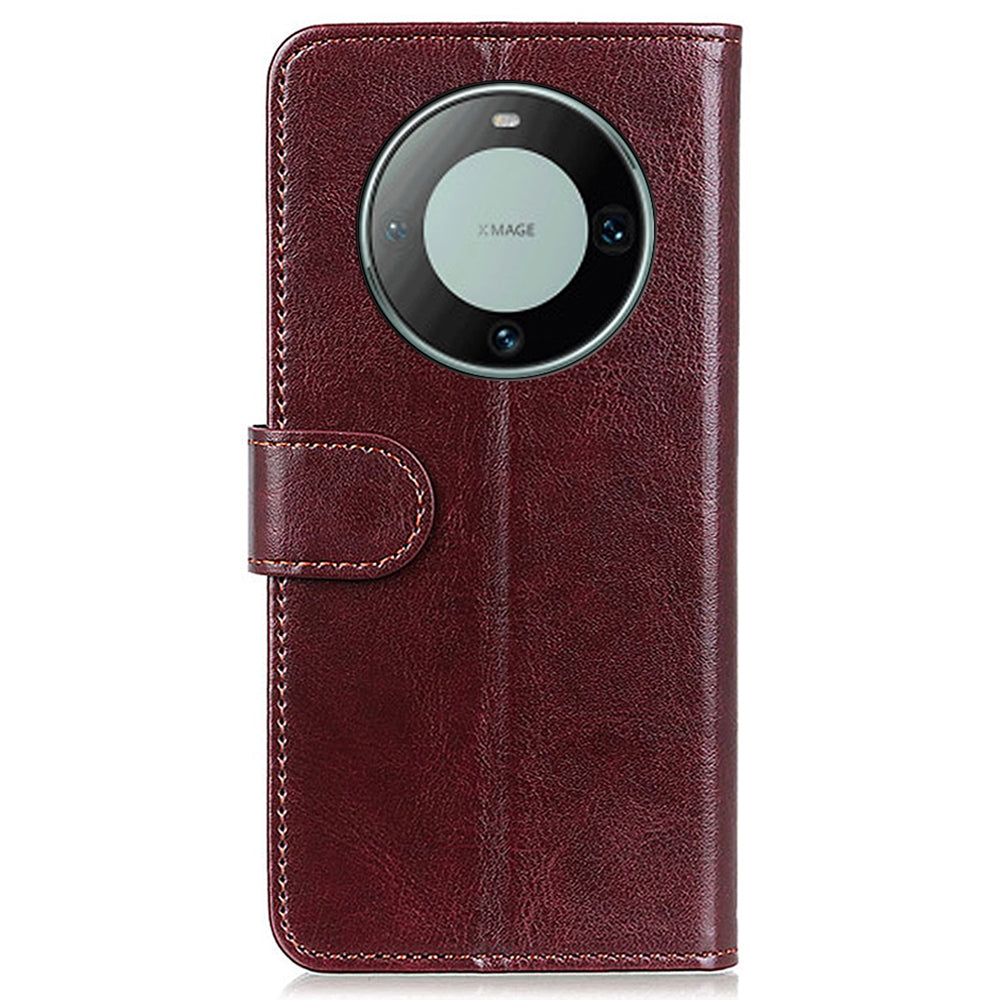 For Huawei Mate 60 PU Leather Wallet Phone Case Crazy Horse Texture Stand Cover