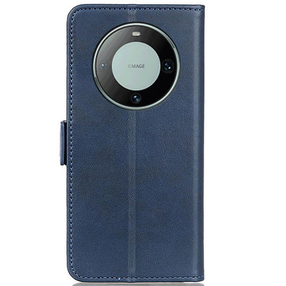 For Huawei Mate 60 Cowhide Texture Phone Case PU Leather Wallet Stand Anti-scratch Shell