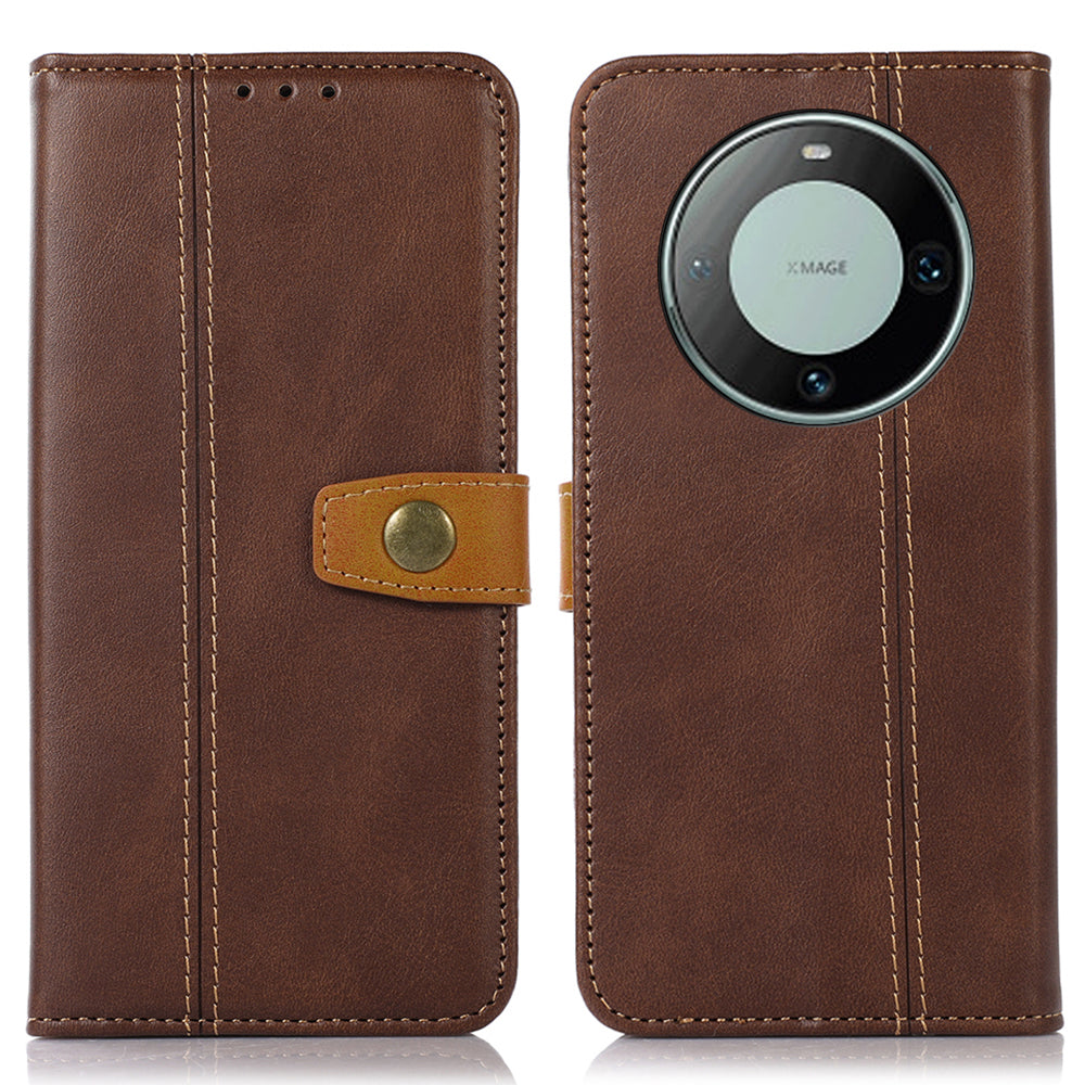 For Huawei Mate 60 PU Leather Smartphone Case Calf Texture Wallet Stand Cover