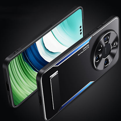 For Huawei Mate 60 Pro Kickstand Phone Case Aluminum Alloy + TPU Drop Proof Protective Cover