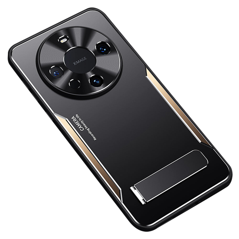 For Huawei Mate 60 Pro Kickstand Phone Case Aluminum Alloy + TPU Drop Proof Protective Cover