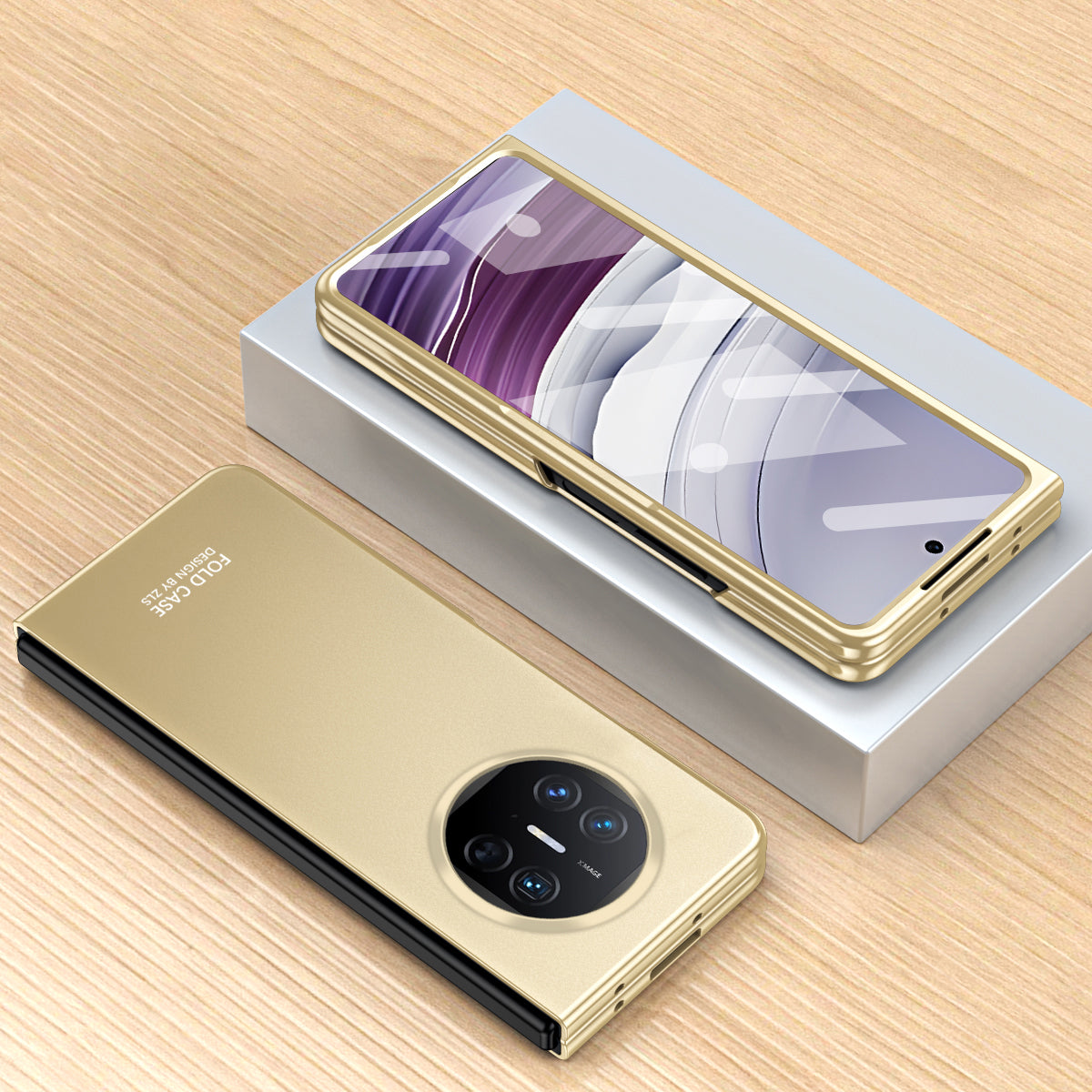 For Huawei Mate X5 Hard PC Phone Drop Protection Case Folding Phone Cover with Tempered Glass Film