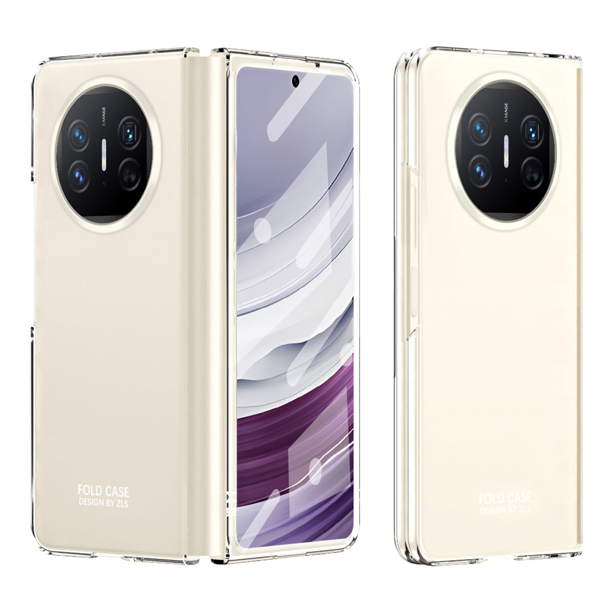 For Huawei Mate X5 Hard PC Phone Drop Protection Case Folding Phone Cover with Tempered Glass Film