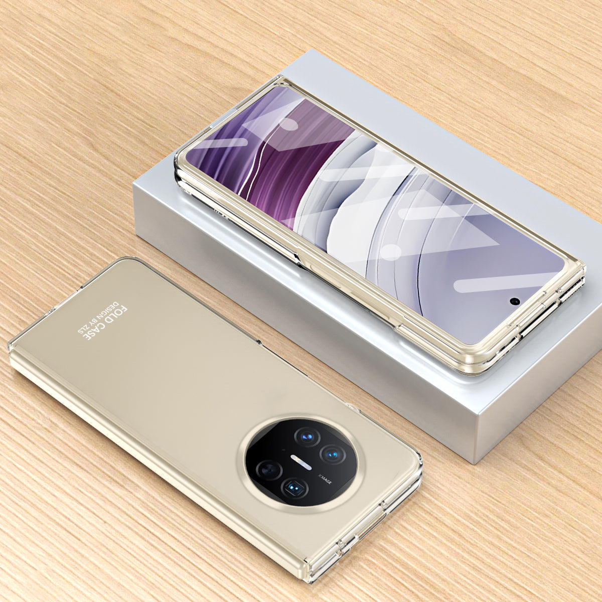 For Huawei Mate X5 Hard PC Phone Drop Protection Case Folding Phone Cover with Tempered Glass Film