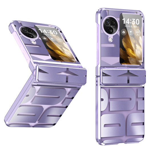 For Oppo Find N3 Flip 5G Electroplating Folding Phone Case Hard PC Phone Cover with Hinge Protection