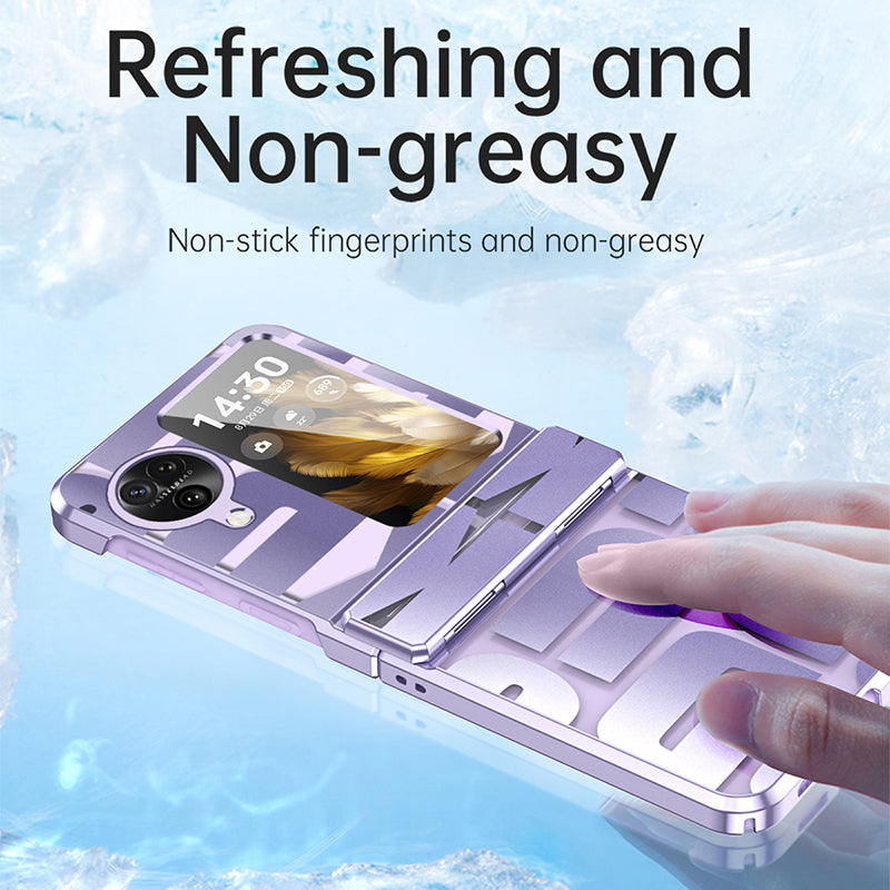 For Oppo Find N3 Flip 5G Electroplating Folding Phone Case Hard PC Phone Cover with Hinge Protection