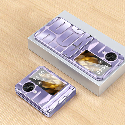 For Oppo Find N3 Flip 5G Electroplating Folding Phone Case Hard PC Phone Cover with Hinge Protection
