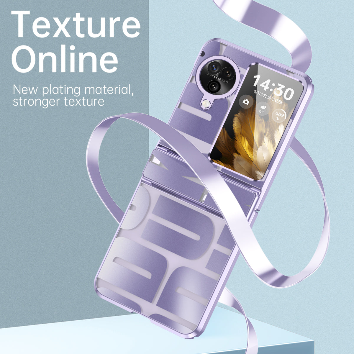 For Oppo Find N3 Flip 5G Electroplating Folding Phone Case Hard PC Phone Cover with Hinge Protection