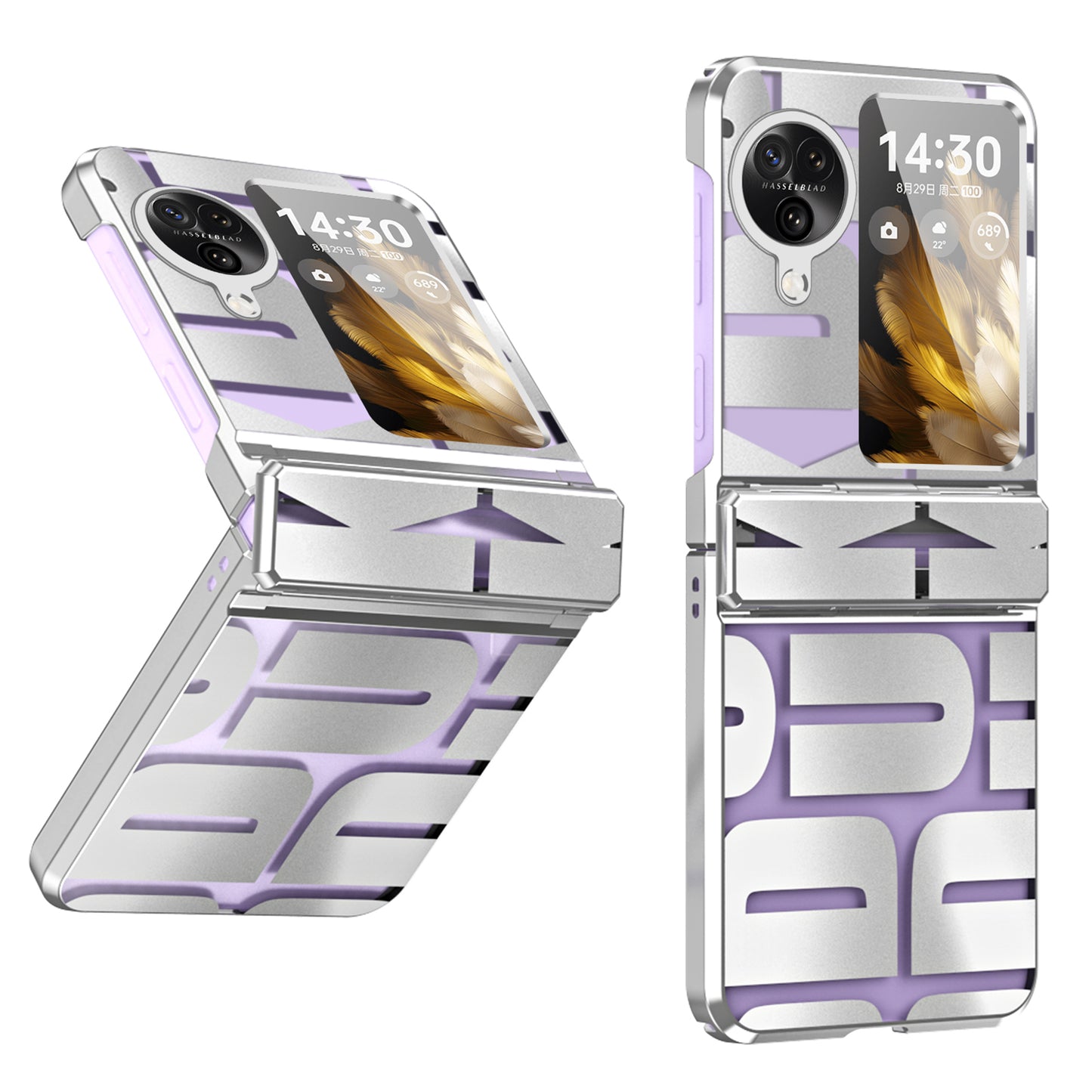 For Oppo Find N3 Flip 5G Electroplating Folding Phone Case Hard PC Phone Cover with Hinge Protection