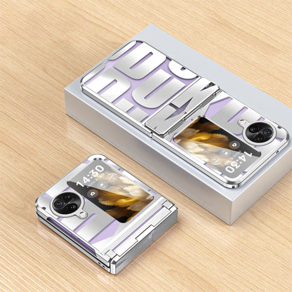 For Oppo Find N3 Flip 5G Electroplating Folding Phone Case Hard PC Phone Cover with Hinge Protection