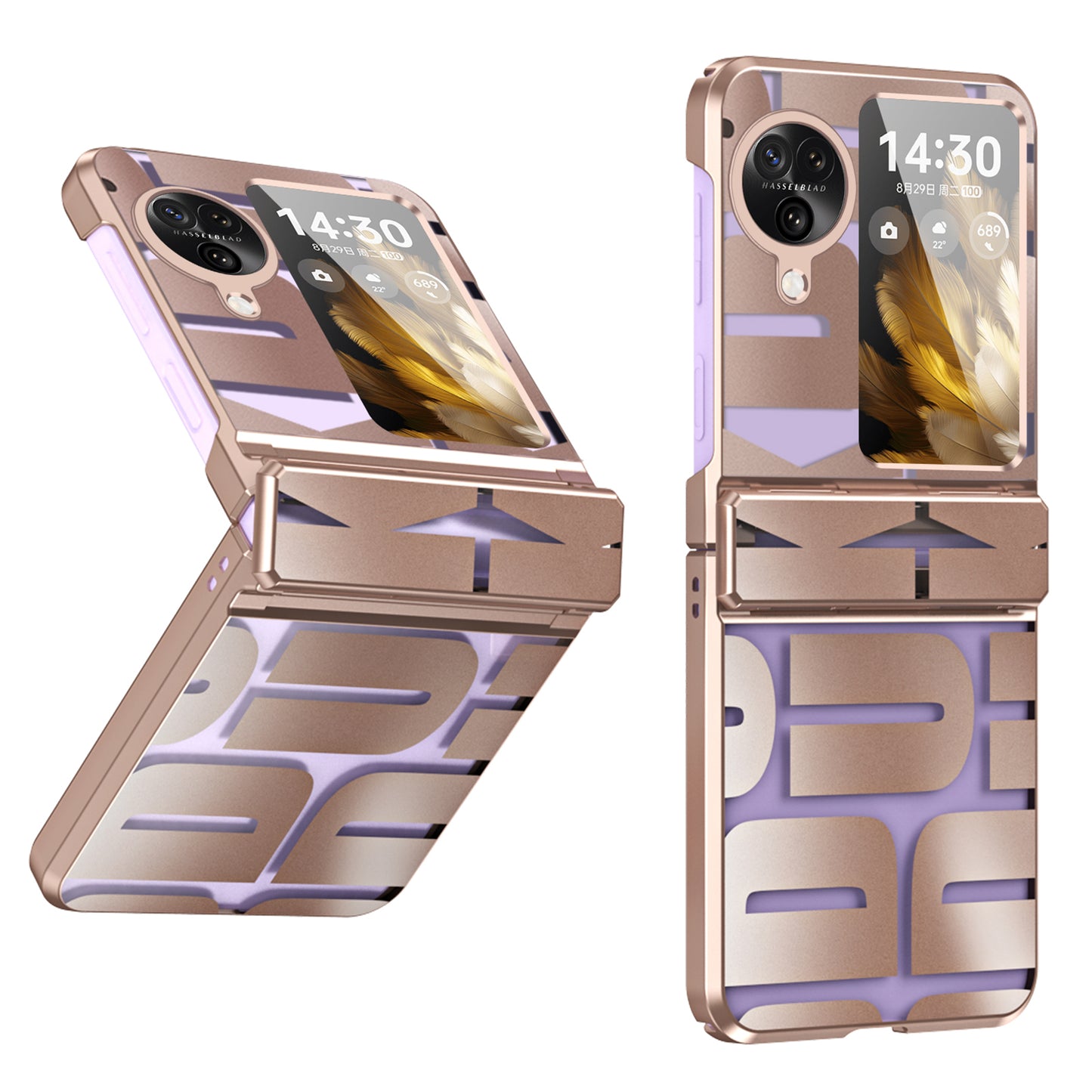 For Oppo Find N3 Flip 5G Electroplating Folding Phone Case Hard PC Phone Cover with Hinge Protection