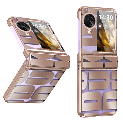 For Oppo Find N3 Flip 5G Electroplating Folding Phone Case Hard PC Phone Cover with Hinge Protection