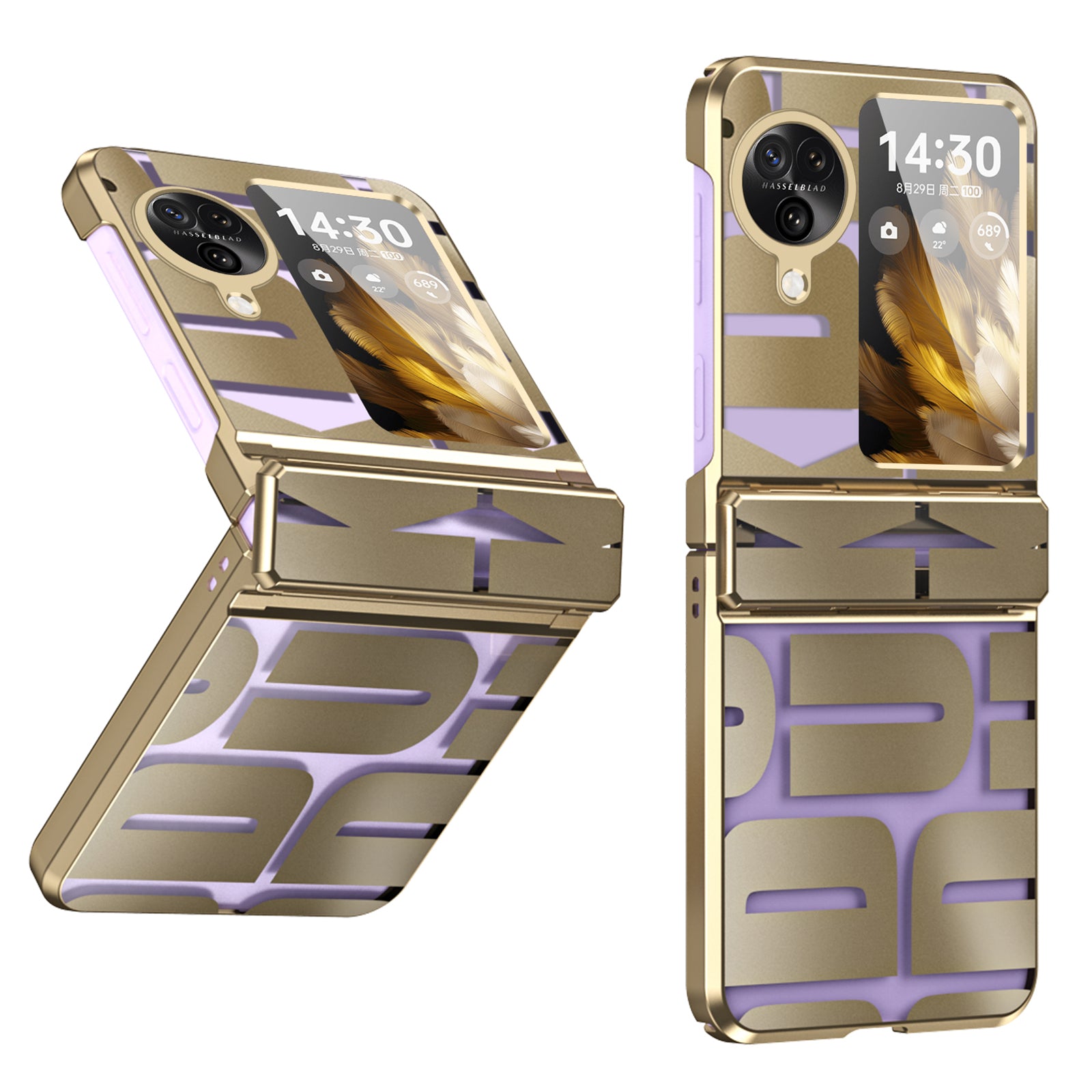 For Oppo Find N3 Flip 5G Electroplating Folding Phone Case Hard PC Phone Cover with Hinge Protection