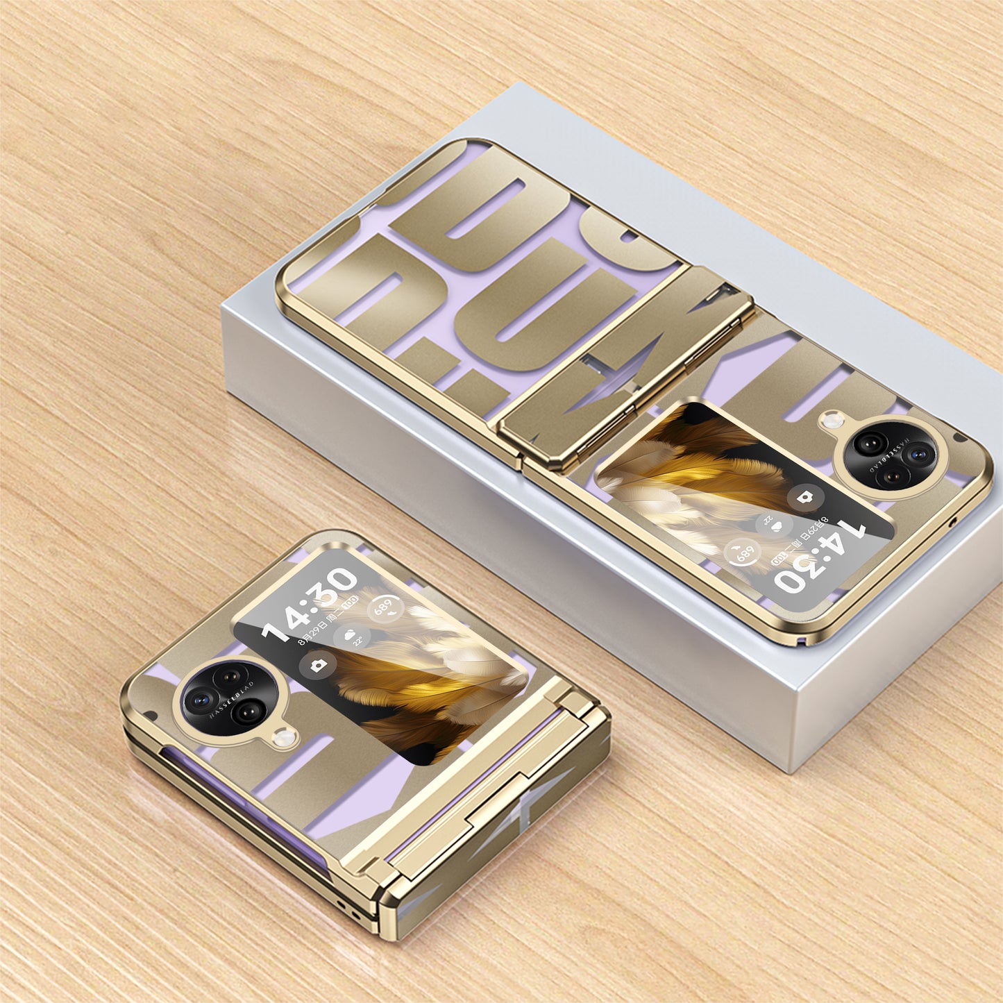 For Oppo Find N3 Flip 5G Electroplating Folding Phone Case Hard PC Phone Cover with Hinge Protection