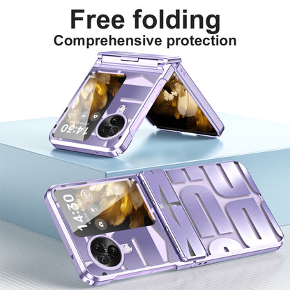 For Oppo Find N3 Flip 5G Electroplating Folding Phone Case Hard PC Phone Cover with Hinge Protection