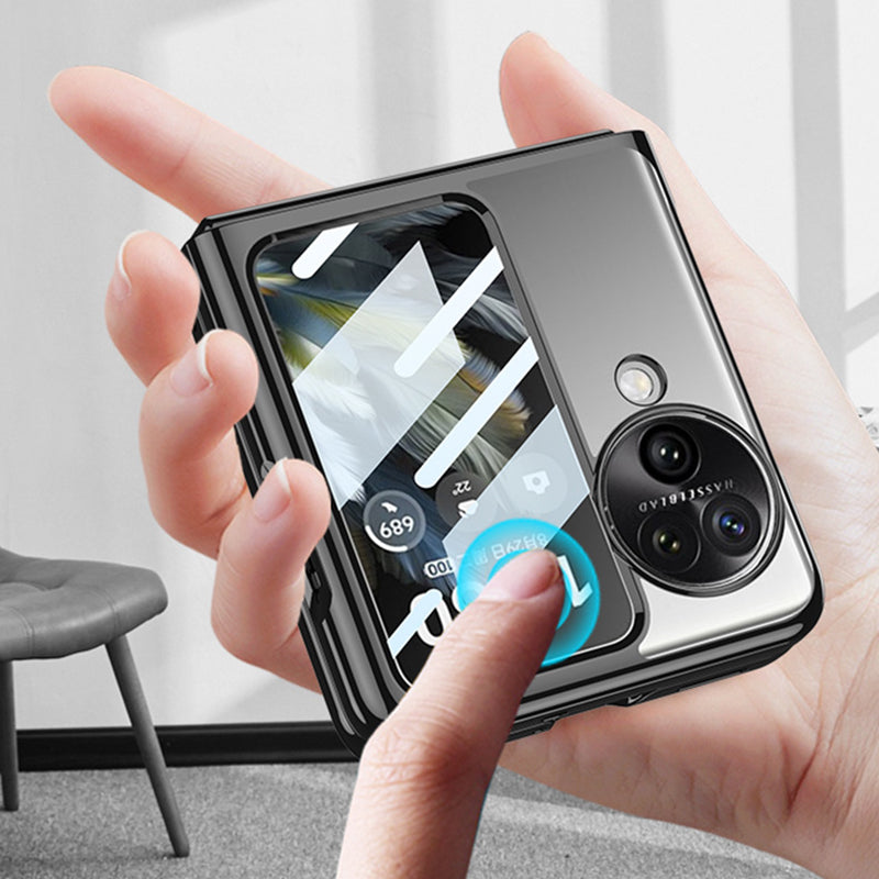 GKK For Oppo Find N3 Flip 5G Case Electroplated Clear PC Phone Cover with Rear Screen Film