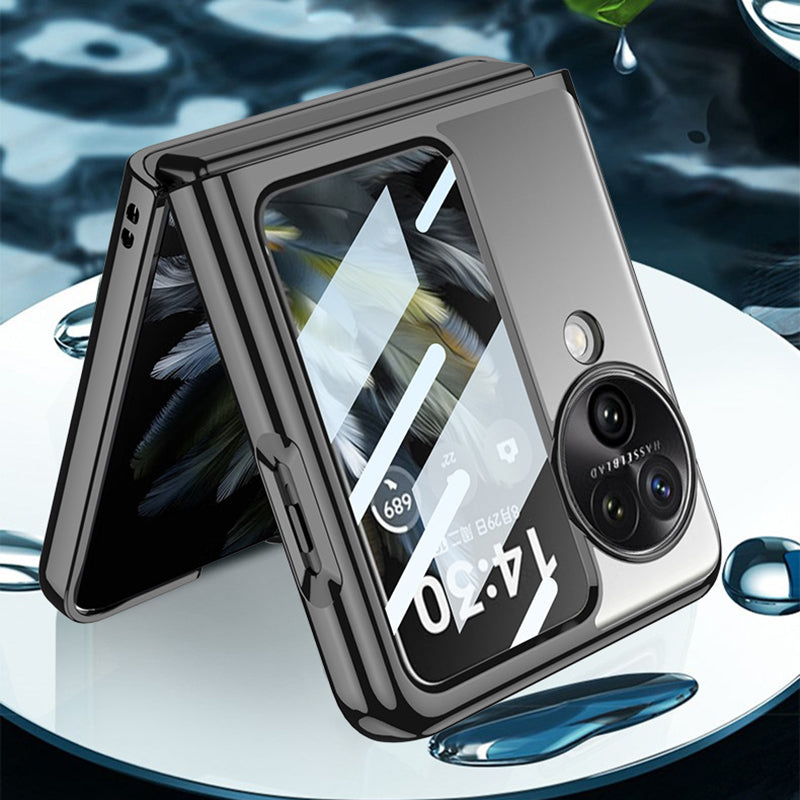 GKK For Oppo Find N3 Flip 5G Case Electroplated Clear PC Phone Cover with Rear Screen Film