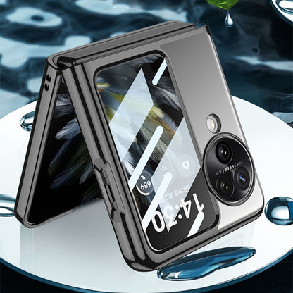 GKK For Oppo Find N3 Flip 5G Case Electroplated Clear PC Phone Cover with Rear Screen Film